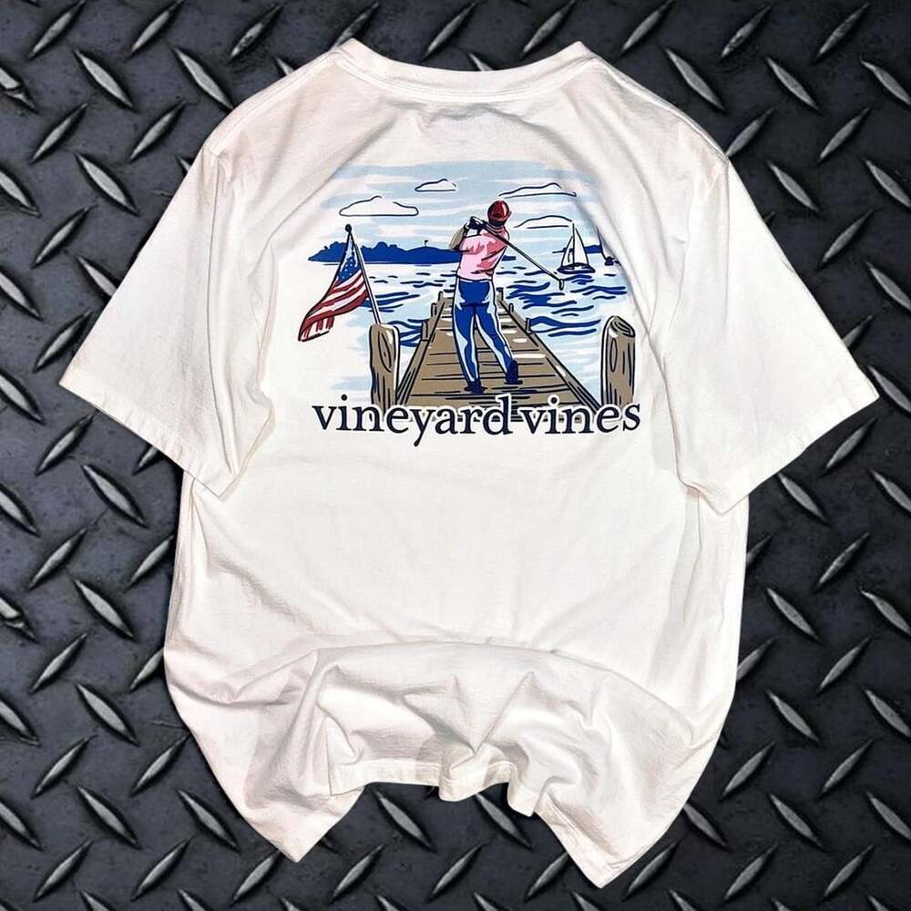 Vineyard Vines Golf Swing Pocket T-Shirt Size M White Cotton Graphic Tee